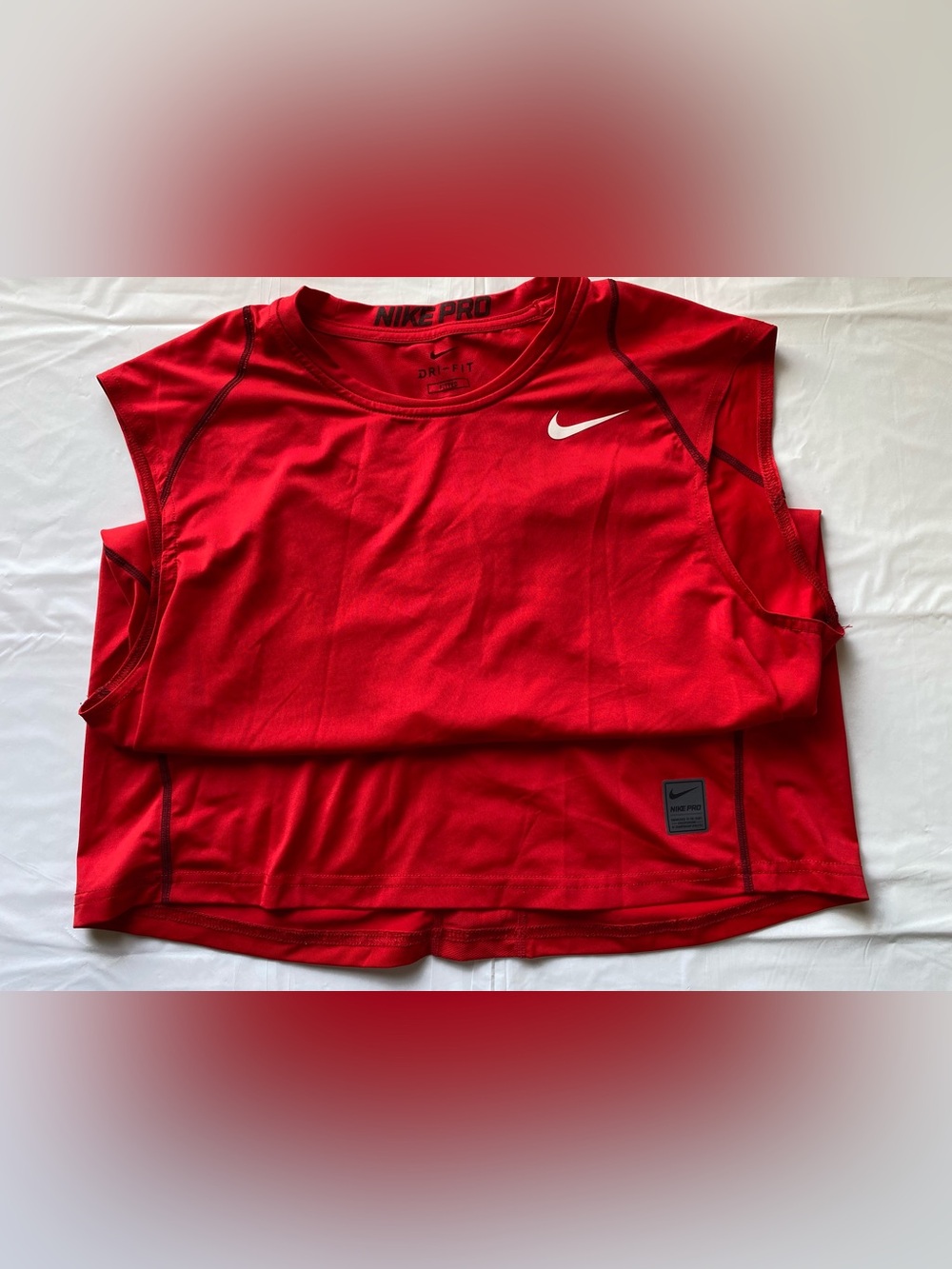 Nike Pro Dri-Fit Fitted Sleeveless Compression Shirt Red Graphic Top Men M